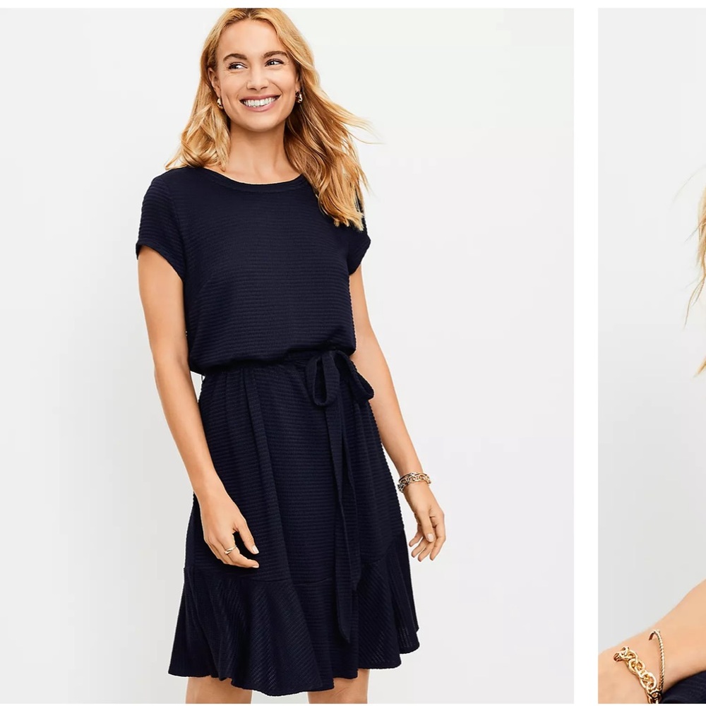 NWT Loft Tie Waist Flounce Dress